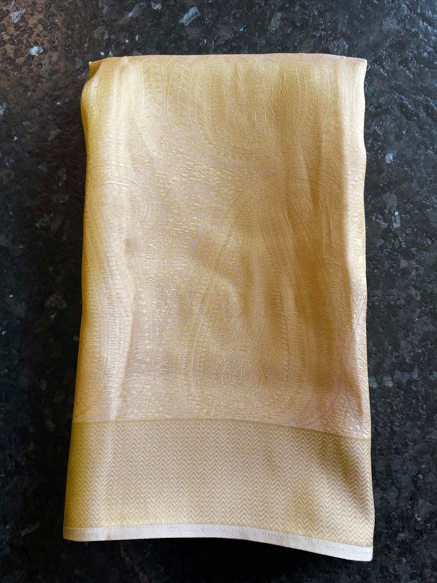 Cream Tissue Kanjivaram Silk Saree with Gold Zari Work