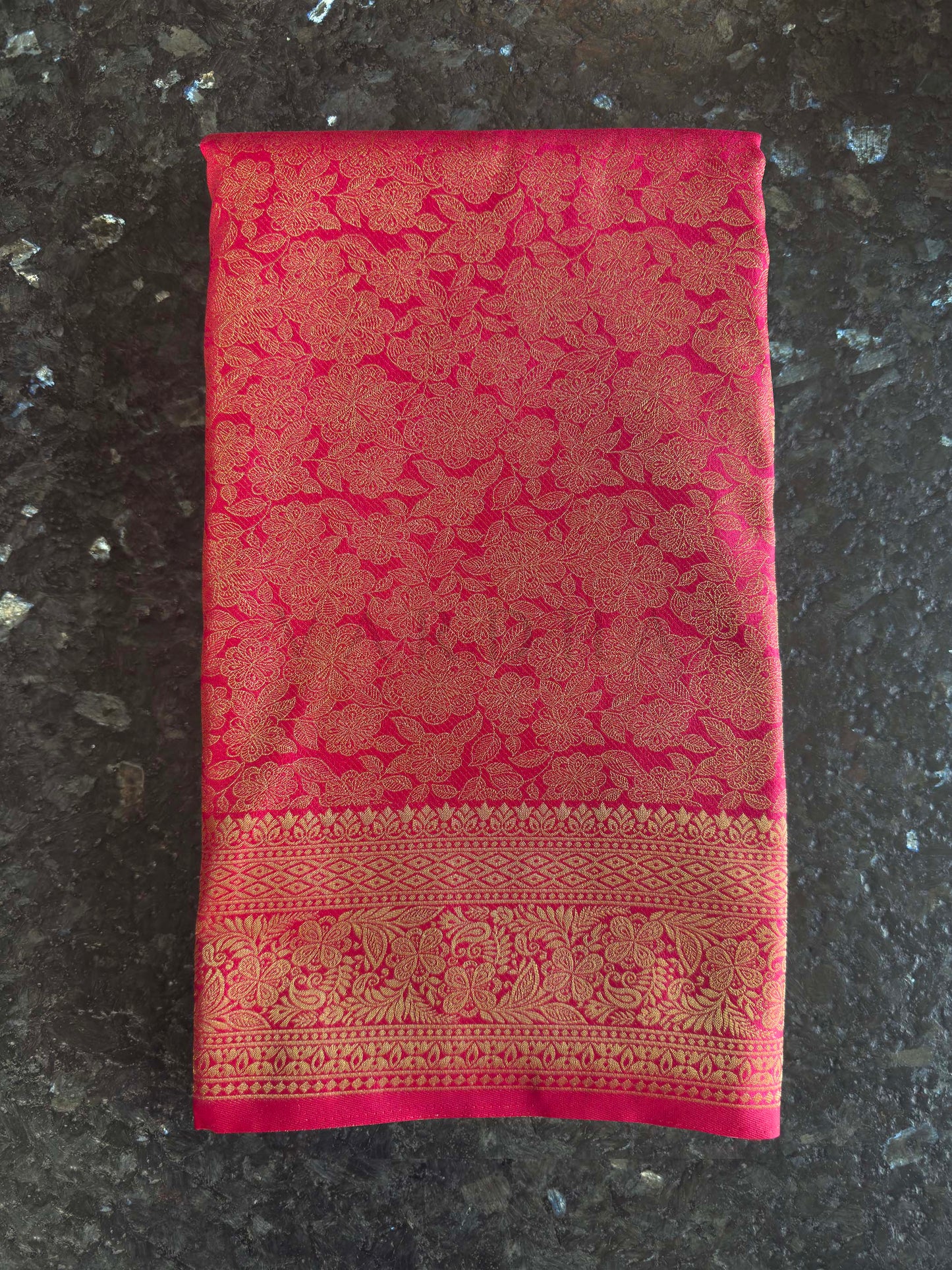 Rani Pink Golden Zari Kanjivaram Silk Saree