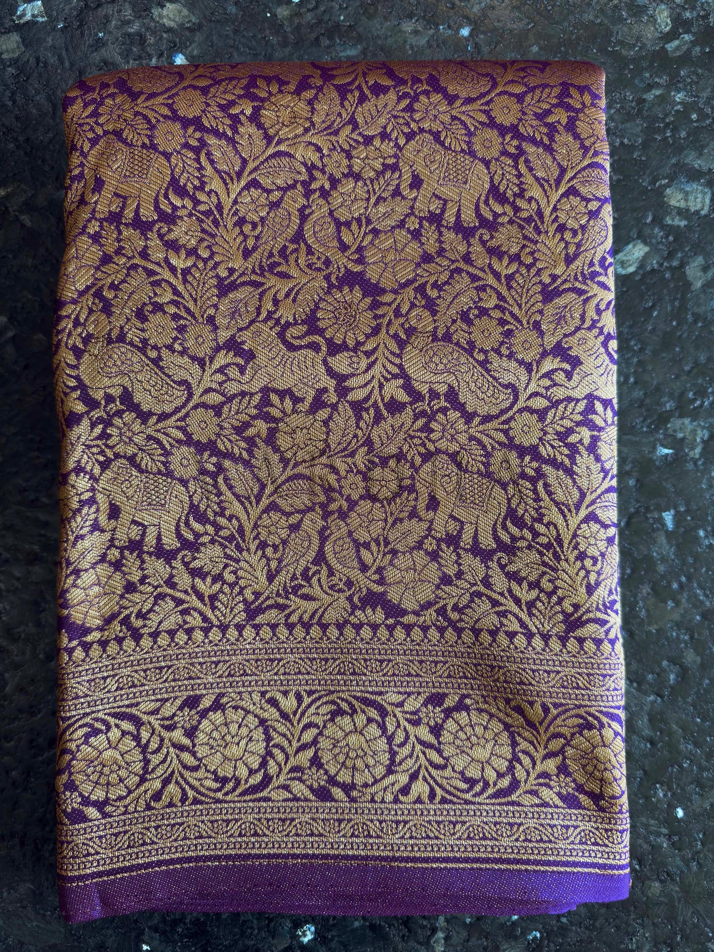 Royal Purple Golden Zari Pure Mysore Silk Saree