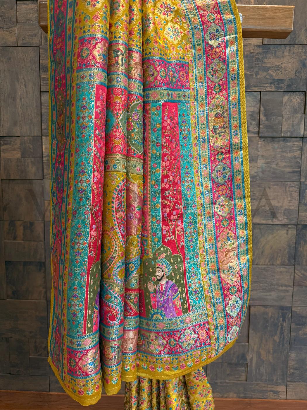 Mustard Yellow Viscose Katan Silk Saree with Zari Floral Buttis Mustard Satin Blouse