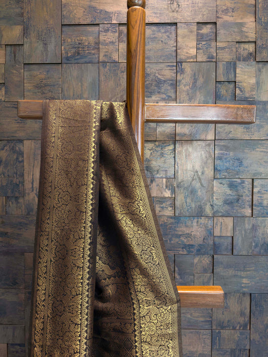 Black Kanjivaram Silk Saree with Gold Zari Weave