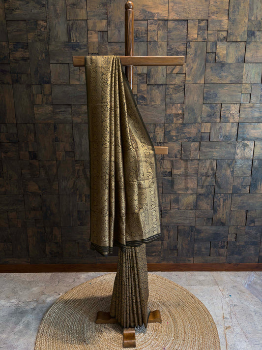 Black Golden Zari Pure Mysore Silk Saree