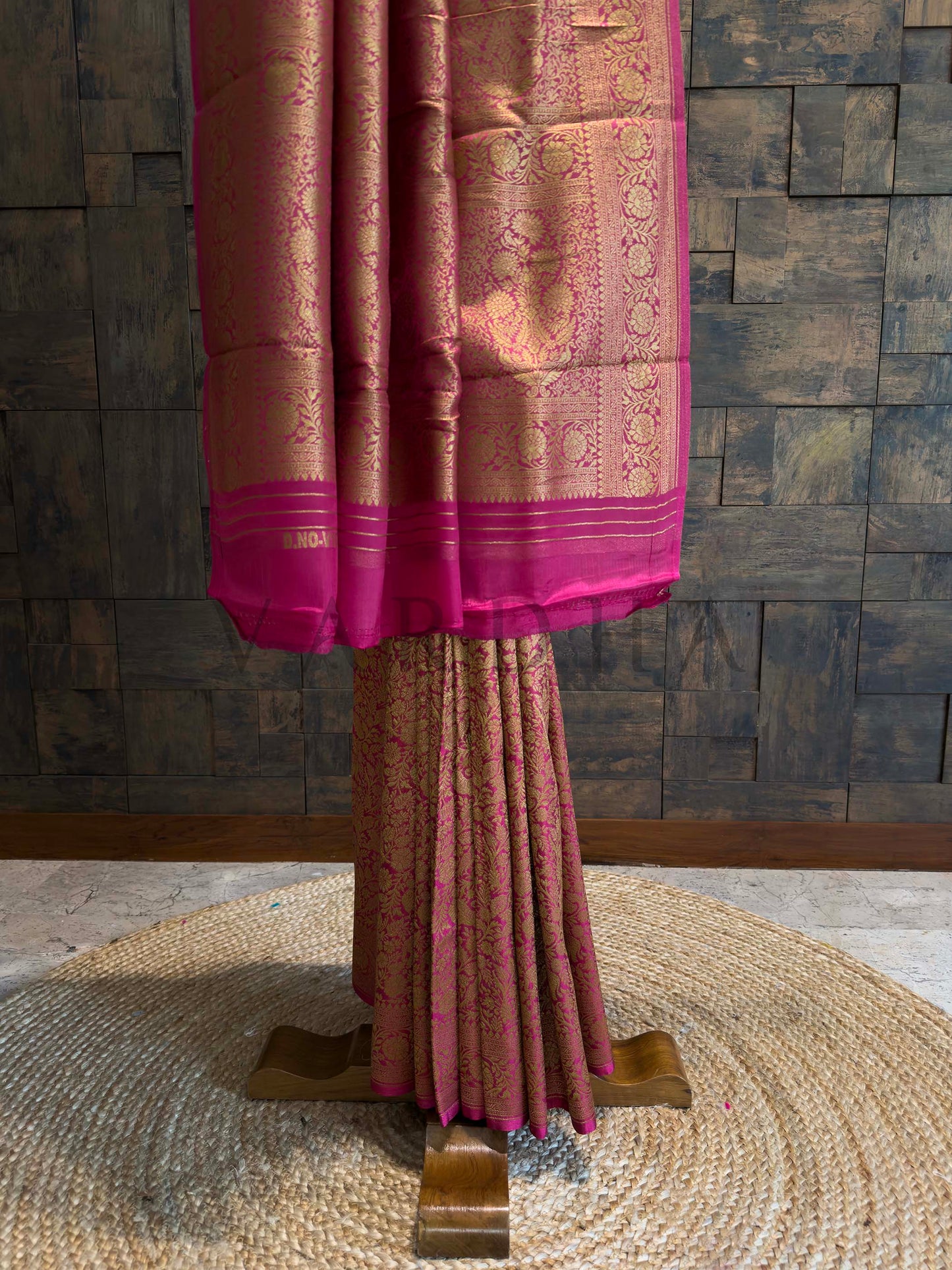 Bright Pink Golden Zari Pure Mysore Silk Saree