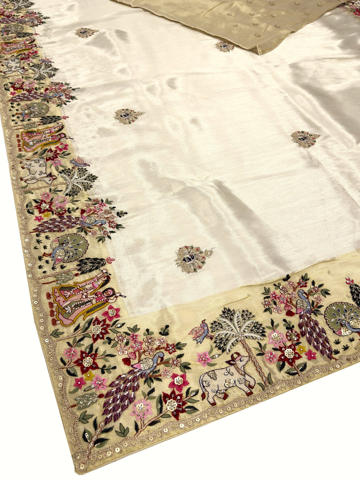 Gold Tissue Silk Saree with Zari Weaving & Hand Work