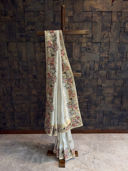 Gold Tissue Silk Saree with Zari Weaving & Hand Work