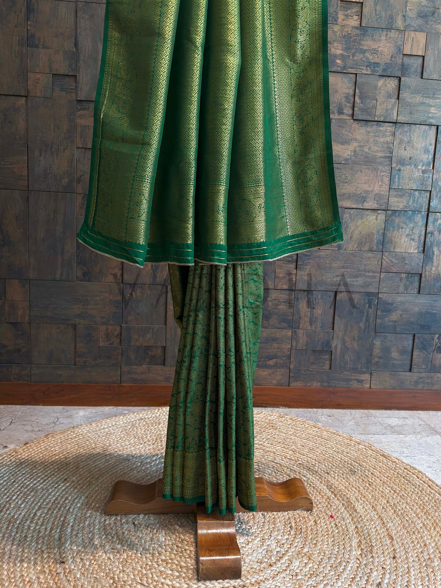 Emerald Green Kanjivaram Silk Saree with Gold Zari Weave