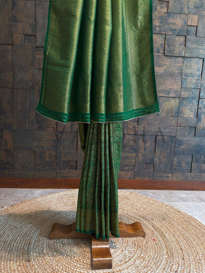 Emerald Green Kanjivaram Silk Saree with Gold Zari Weave