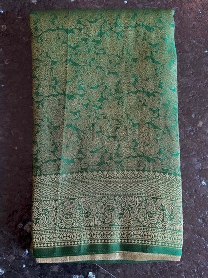 Emerald Green Kanjivaram Silk Saree with Gold Zari Weave