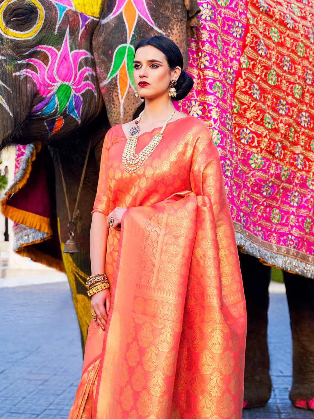 Red Kanjivaram Silk Saree with Woven Zari Work