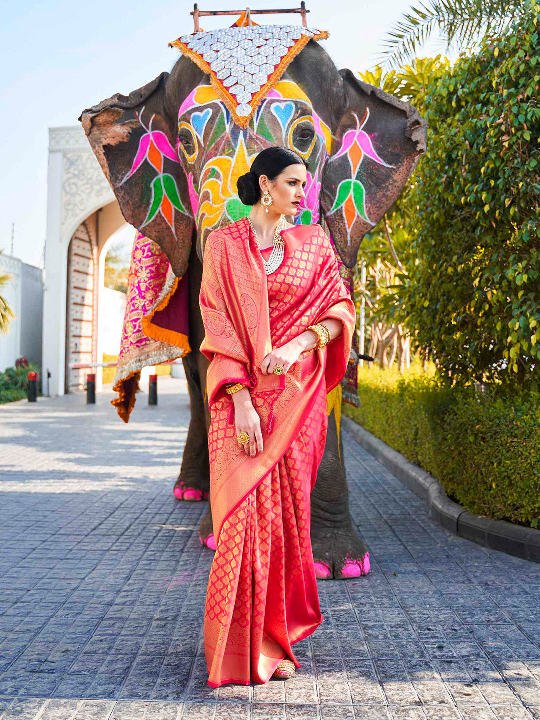 Pink Kanjivaram Silk Saree with Woven Zari Work