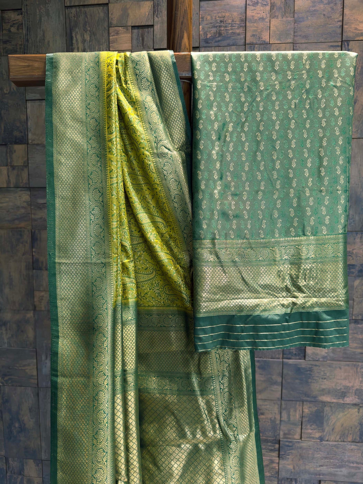 Lime Green Tanchoi Satin Silk Saree with Zari Work