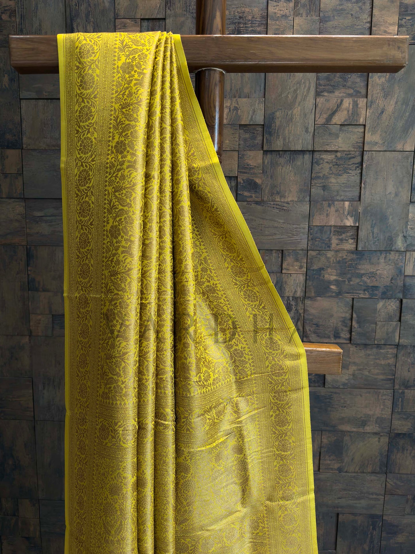 Marigold Yellow Golden Zari Pure Mysore Silk Saree