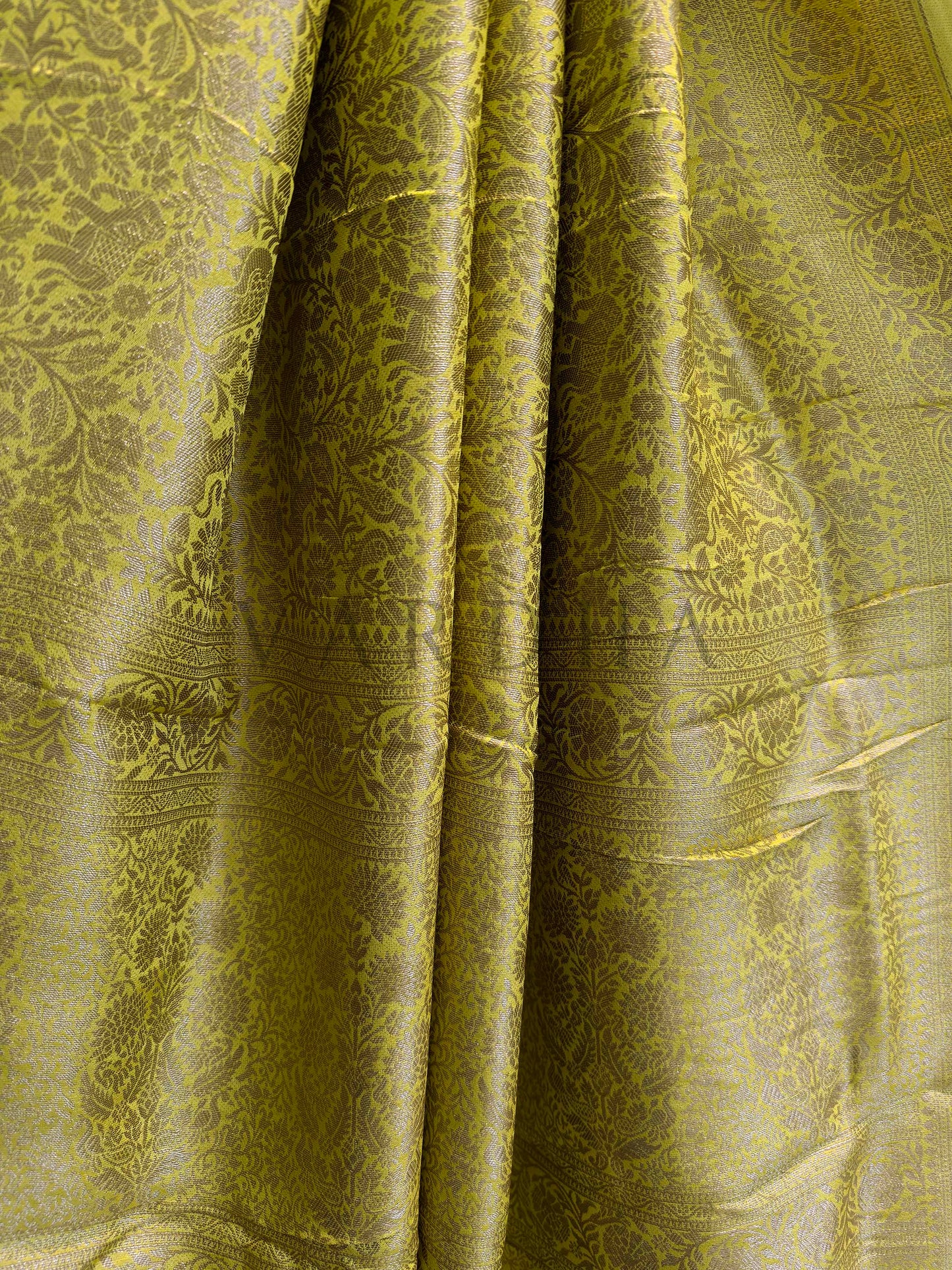 Marigold Yellow Golden Zari Pure Mysore Silk Saree