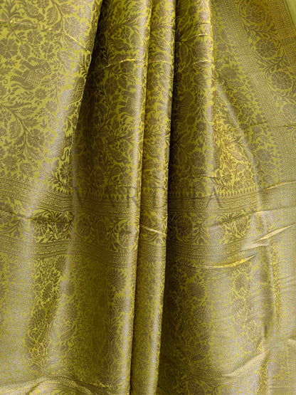 Marigold Yellow Golden Zari Pure Mysore Silk Saree