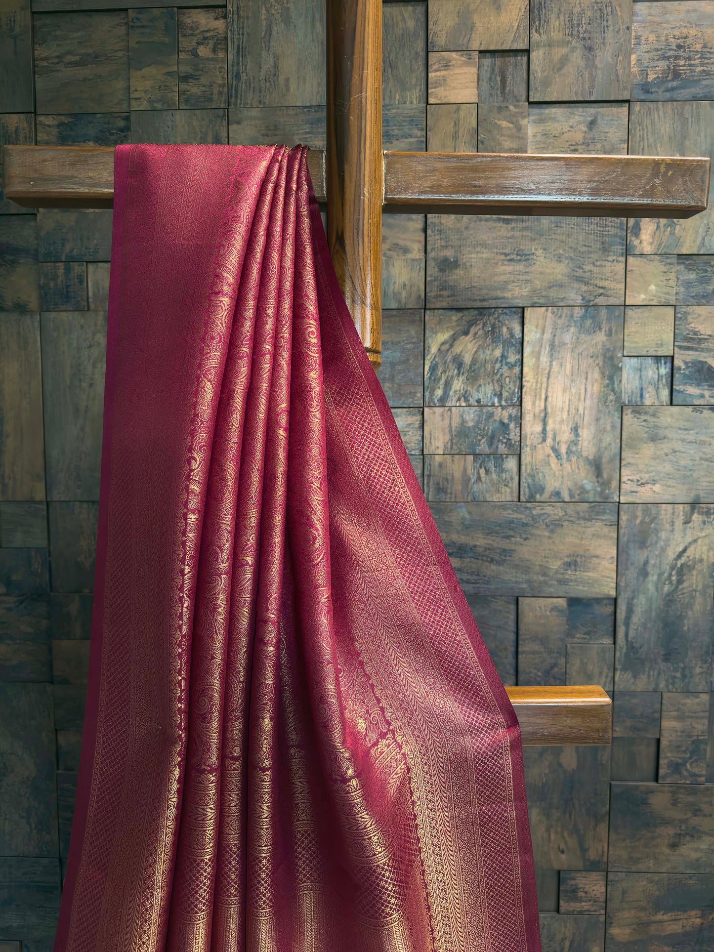 Mulberry Purple Kanjivaram Silk Saree with Gold Zari
