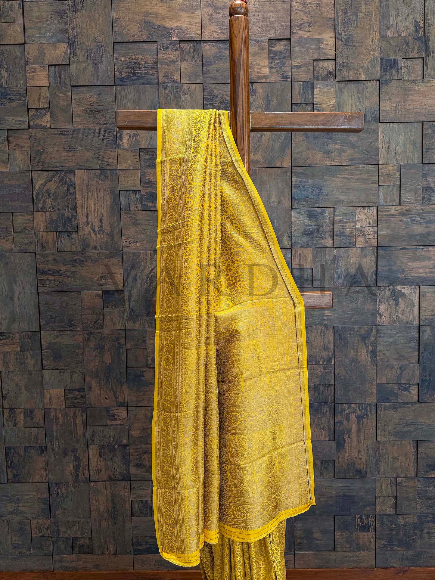 Mustard Yellow Golden Zari Pure Mysore Silk Saree