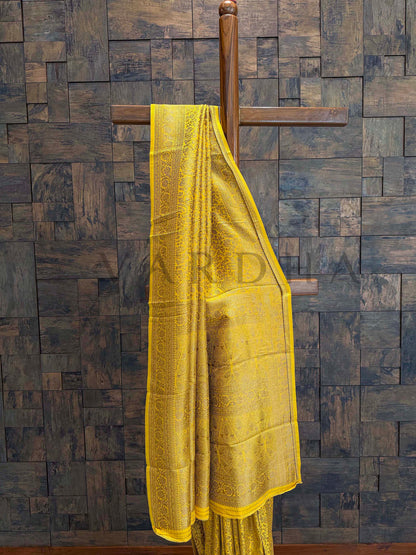 Mustard Yellow Golden Zari Pure Mysore Silk Saree
