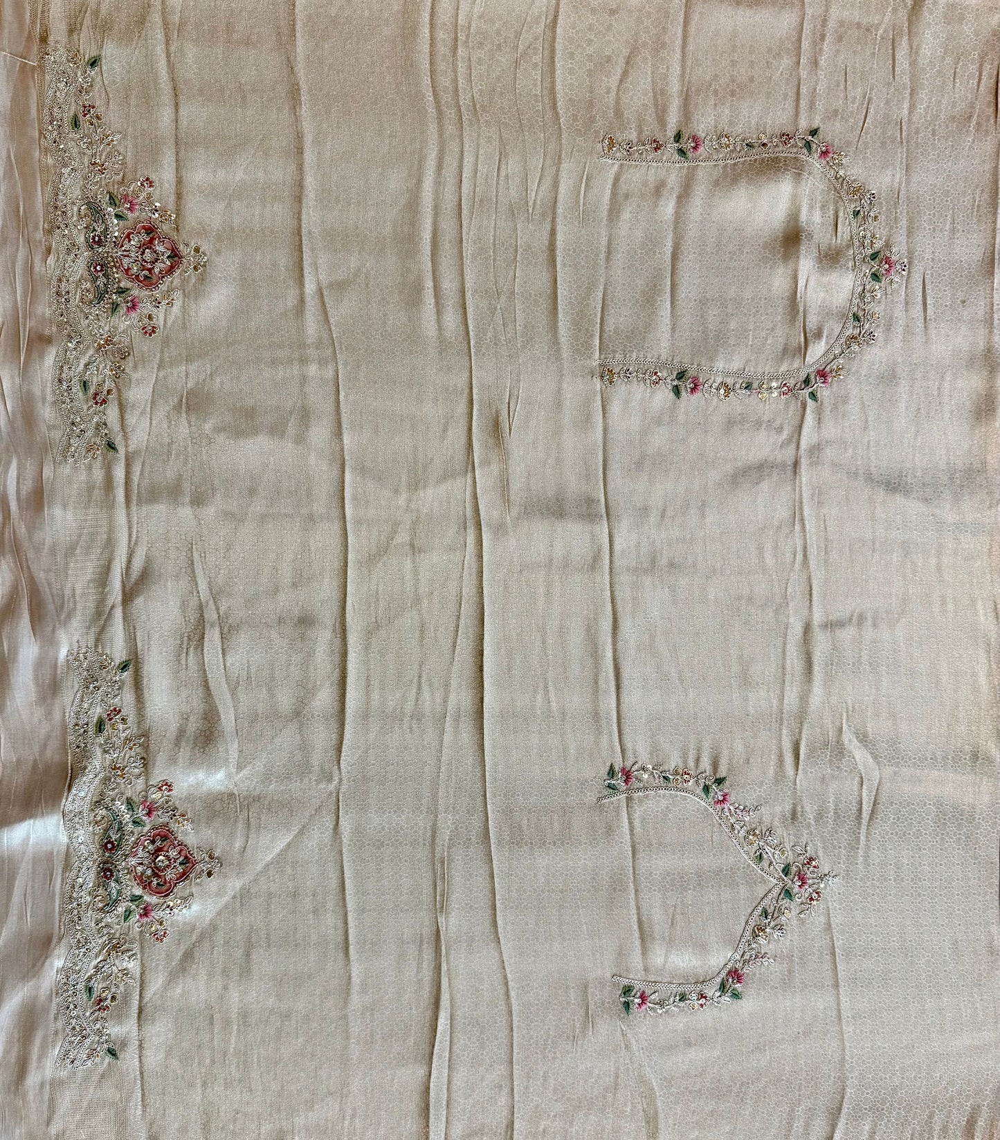 Off White Kanjivaram Tissue Silk Saree with Zari Weaving & Hand Work
