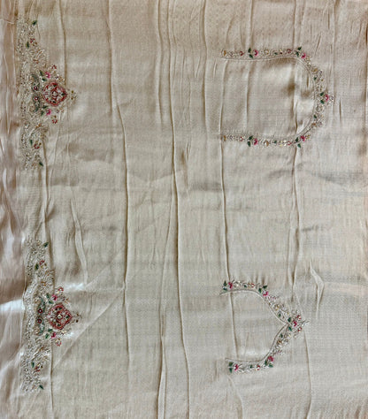 Off White Kanjivaram Tissue Silk Saree with Zari Weaving & Hand Work