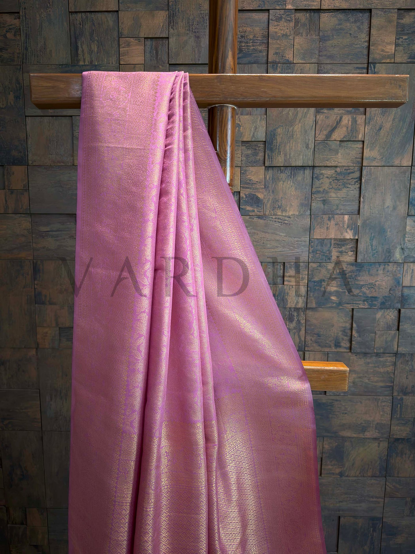 Lilac Kanjivaram Silk Saree with Gold Zari Weave
