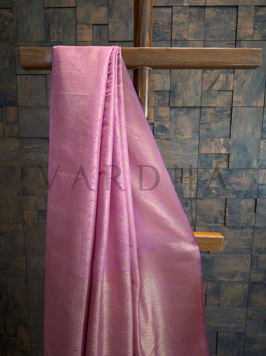 Lilac Kanjivaram Silk Saree with Gold Zari Weave