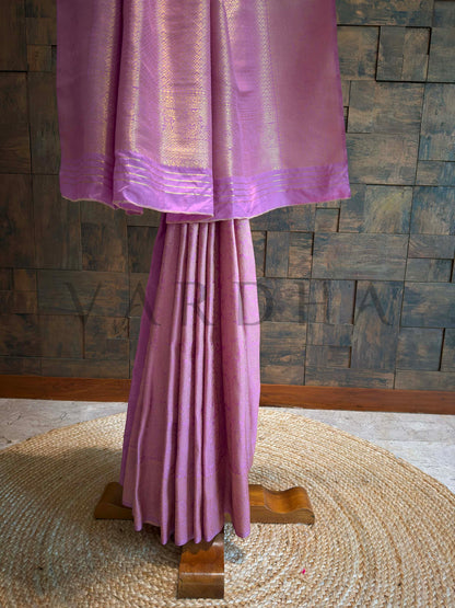 Lilac Kanjivaram Silk Saree with Gold Zari Weave