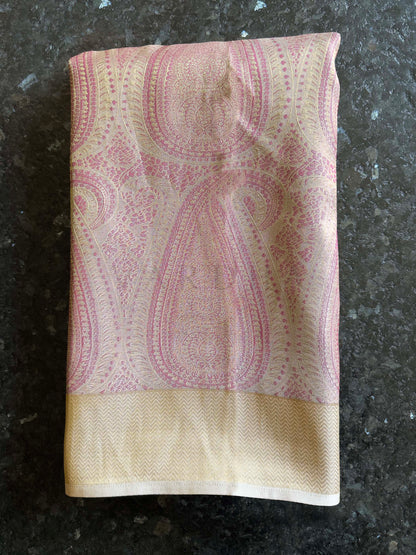 Wine Tissue Kanjivaram Silk Saree with Gold Zari Work