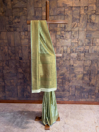 Mint Green Tanchoi Silk Saree with Multicolor Paisley