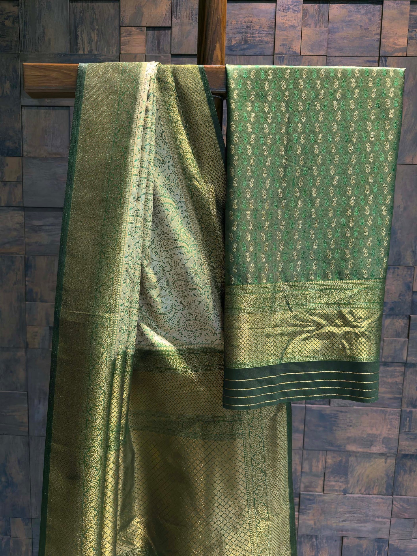 Sage Green Tanchoi Satin Silk Saree with Zari Work
