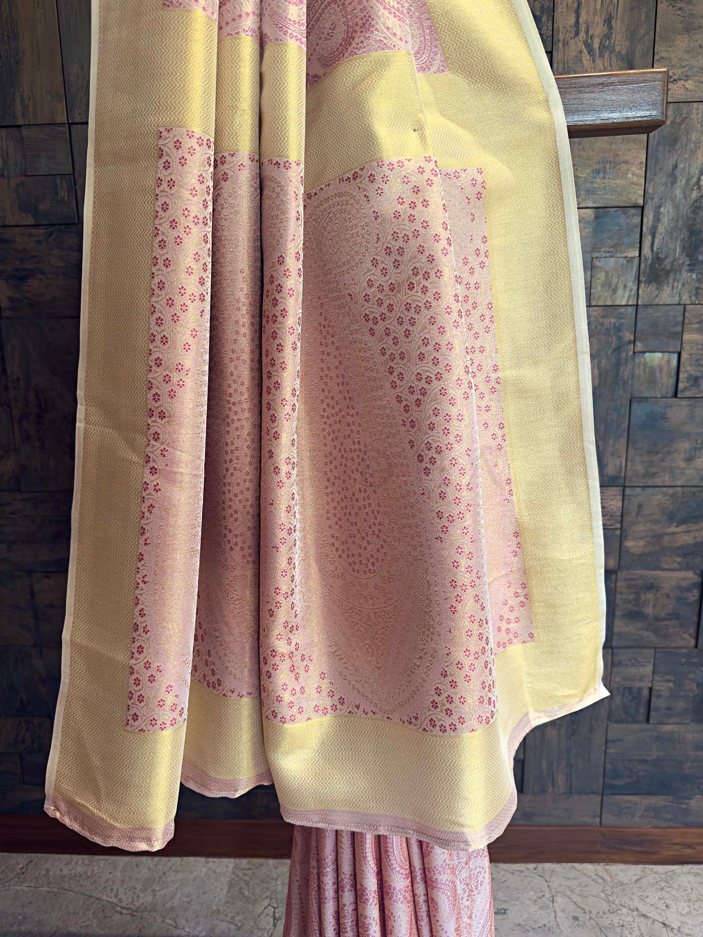 Wine Tissue Kanjivaram Silk Saree with Gold Zari Work