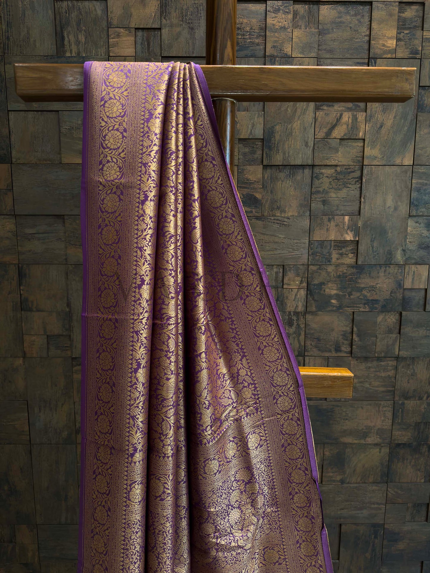 Royal Purple Golden Zari Pure Mysore Silk Saree
