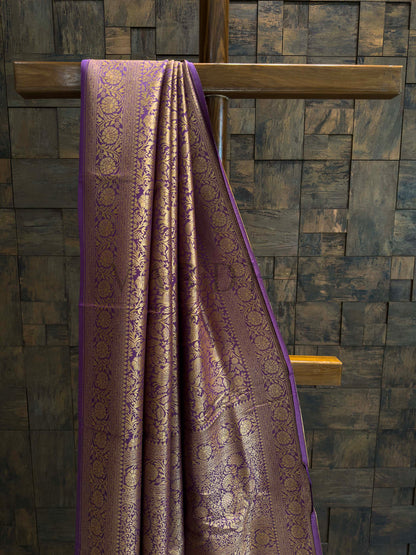 Royal Purple Golden Zari Pure Mysore Silk Saree